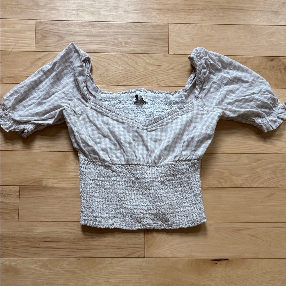 Abercrombie Smocked Waist Beige Cropped Top